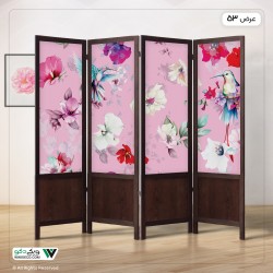 پاراوان چاپی گل و پرنده صورتی کد 5033