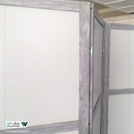 پاراوان ساده طرح مدرن قاب طوسی رگه دار پنل سفید