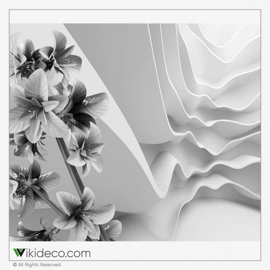 پوستر سه بعدی گل سیاه سفید کد SB029