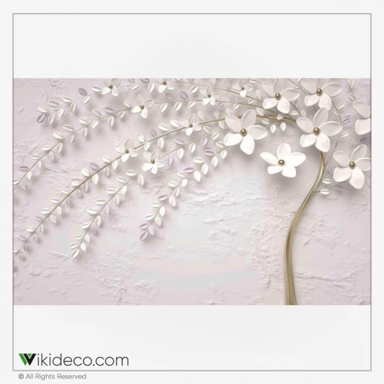 پوستر دیواری طرح گل سفید مدل LB056