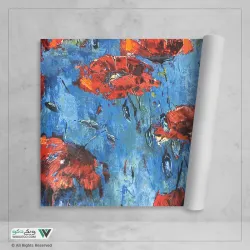 کاغذ دیواری آبی گلدار کد RC8076